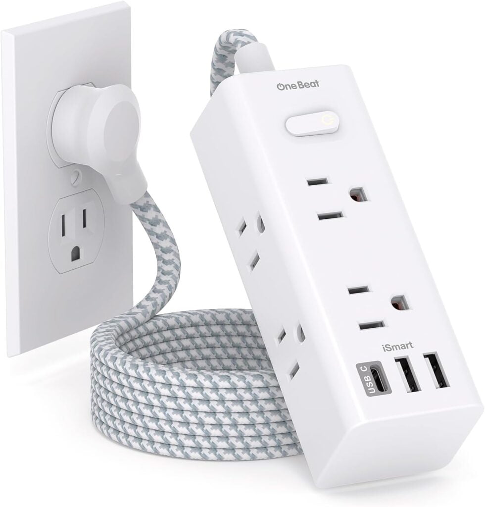 Power Strip Surge Protector - 6 Widely Outlets with 3 USB Ports (1 USB C)